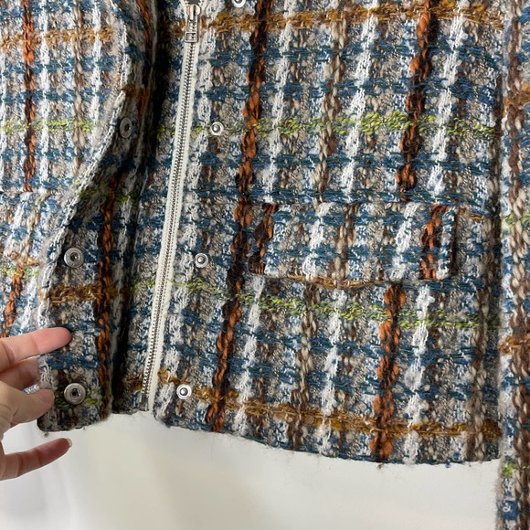 Remain Birger Christensen Aegean Blue Comb Lona Boxy Crop Jacket NWT Size 8 - Picture 3 of 11